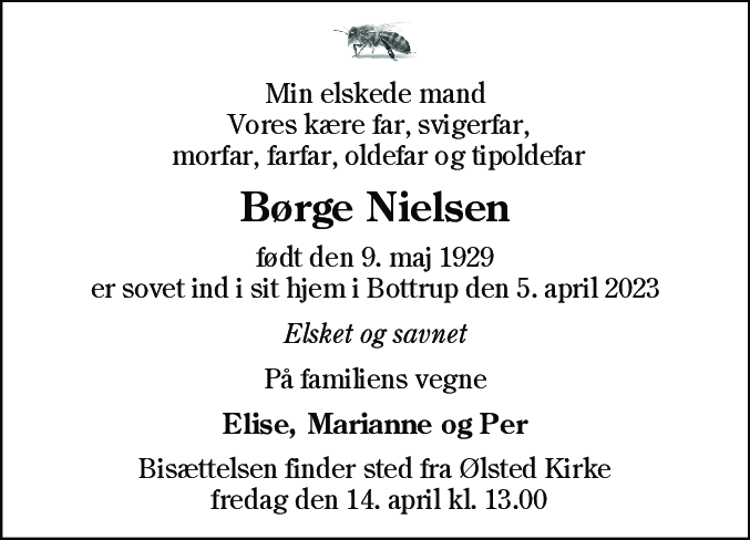 Dødsannonce for Børge Nielsen