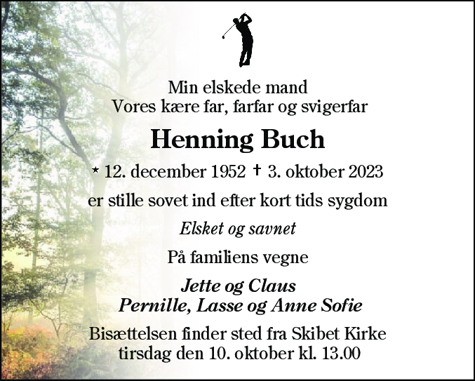 Dødsannonce for Henning Buch