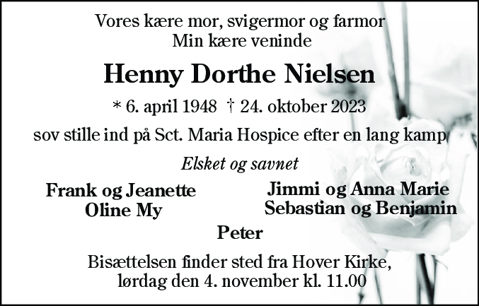 Dødsannonce for Henny Dorthe Nielsen