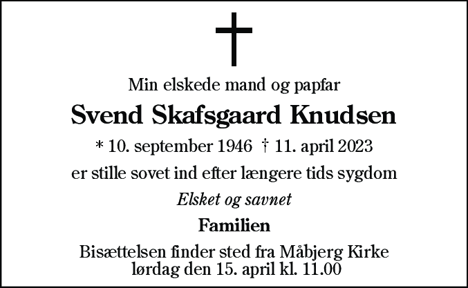 Dødsannonce for Svend Skafsgaard Knudsen