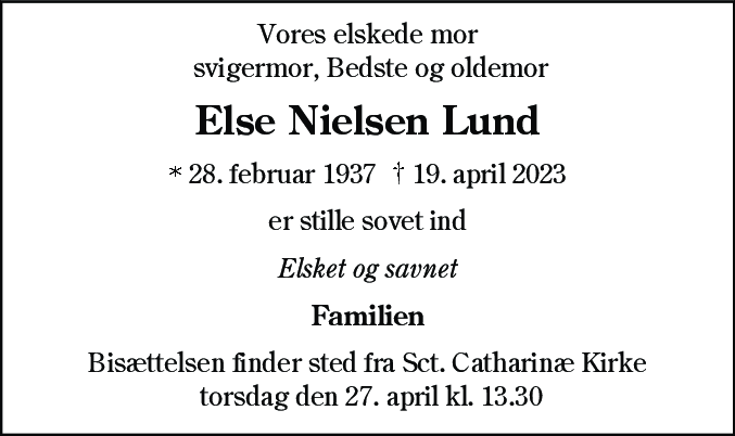 Dødsannonce for Kirsten Høiberg Boesen