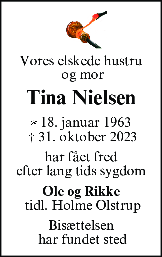 Dødsannonce for Tina Helle Nielsen