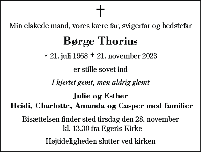 Dødsannonce for Børge Thorius