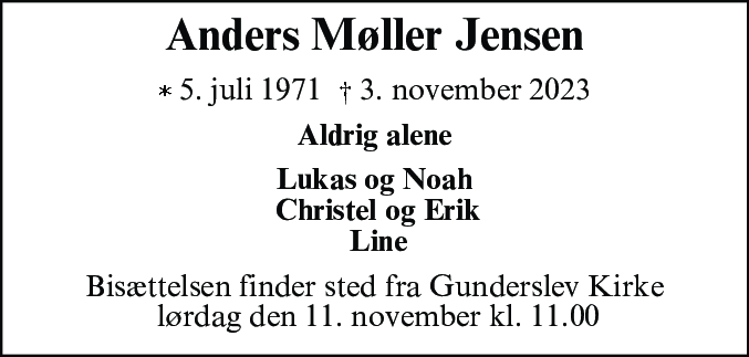 Dødsannonce for Anders Møller Jensen