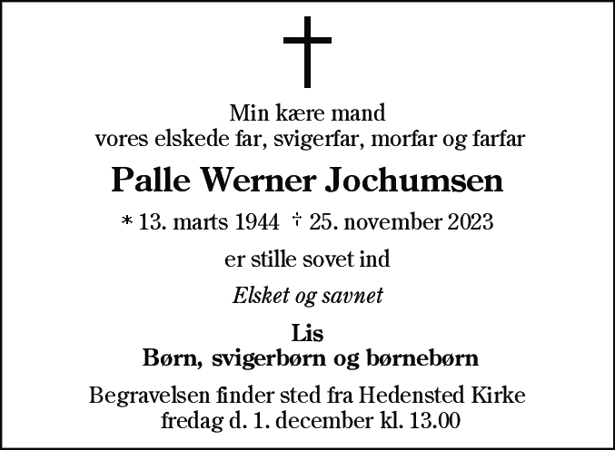 Dødsannonce for Palle Werner Jochumsen