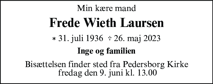 Dødsannonce for Frede Wieth Laursen