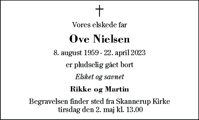 Dødsannonce for Ove Nielsen
