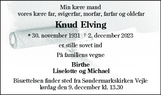 Dødsannonce for Knud Elving