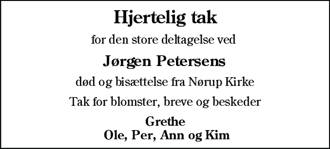 Dødsannonce for Jørgen Petersen