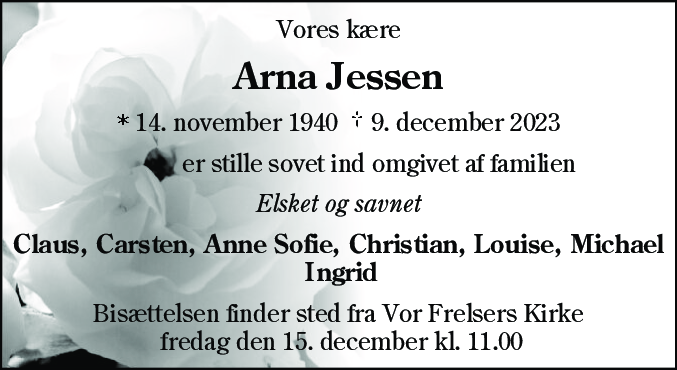 Dødsannonce for Arne Jessen