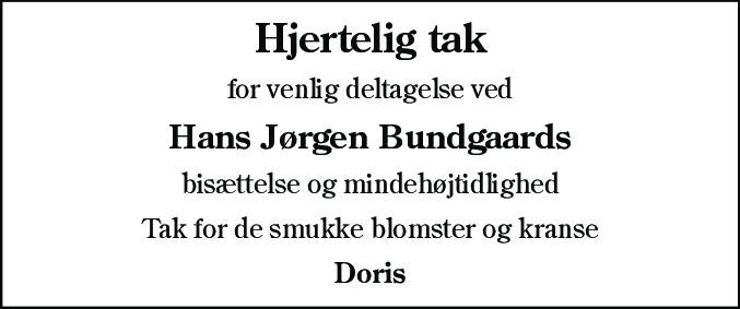 Dødsannonce for Hans Jørgen Bundgaard