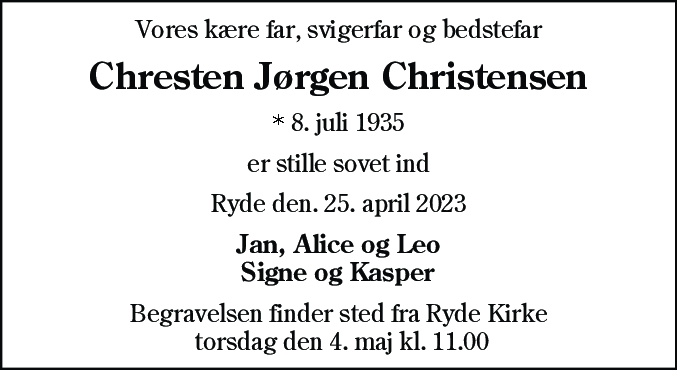 Dødsannonce for Chresten Jørgen Christensen