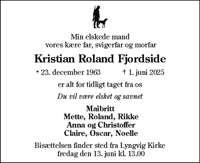 Dødsannonce for Kristian Roland Fjordside
