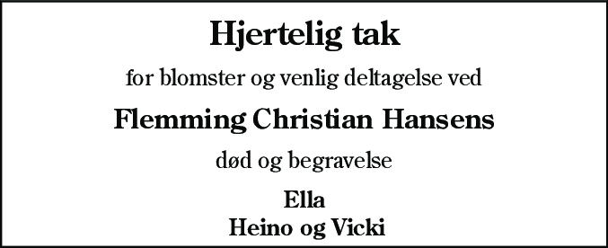 Dødsannonce for Flemming Christian Hansen