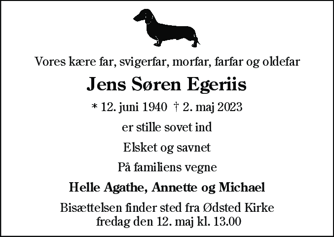 Dødsannonce for Jens Søren Egeriis