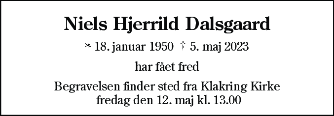 Dødsannonce for Niels Hjerrild Dalsgaard