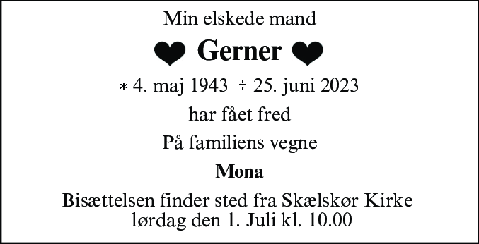Dødsannonce for Bent Gerner Fredløv Christensen