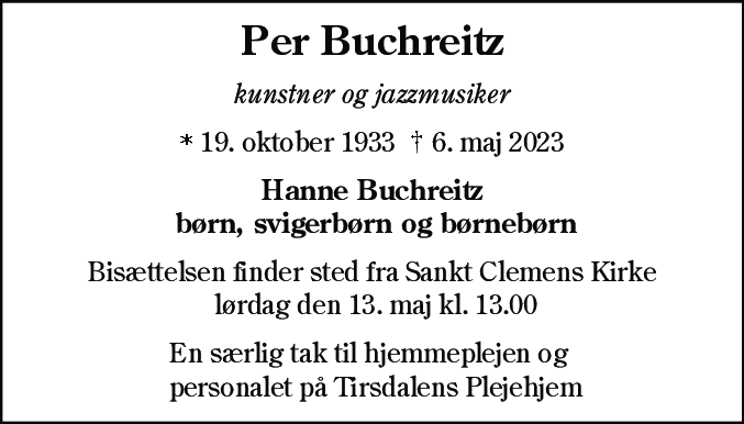 Dødsannonce for Per Buchreitz