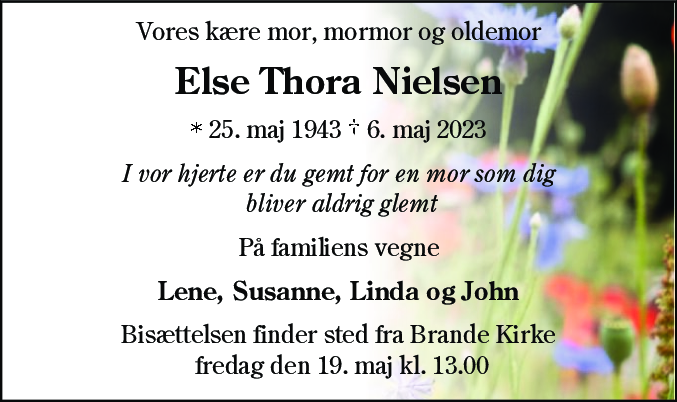 Dødsannonce for Else Thora Nielsen