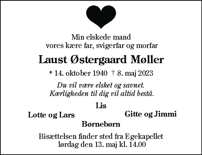 Dødsannonce for Laust Østergaard Møller