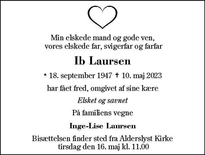 Dødsannonce for Ib Laursen