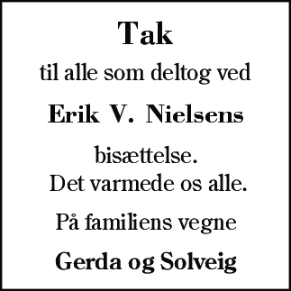 Dødsannonce for Erik Vindelbo Nielsen