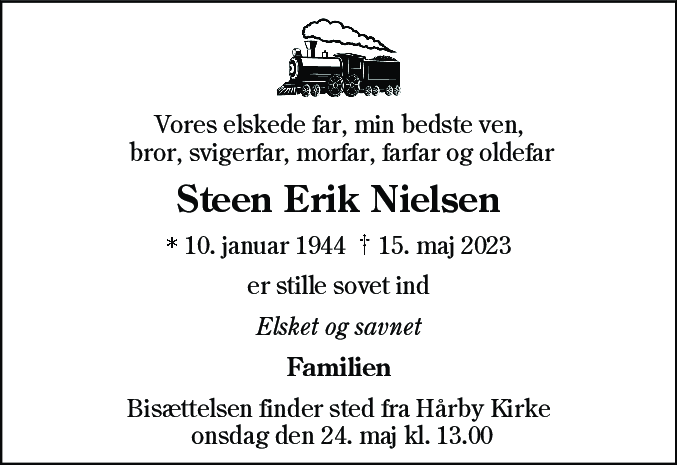 Dødsannonce for Steen Erik Nielsen