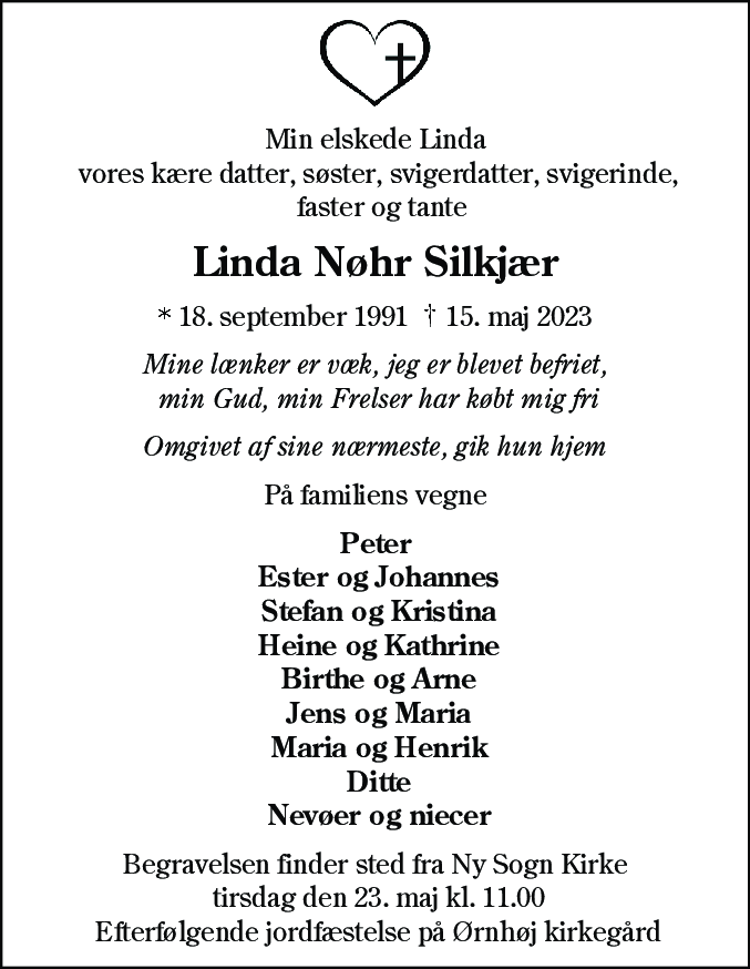 Dødsannonce for Linda Nøhr Silkjær