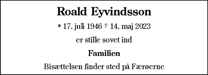 Dødsannonce for Roald Eyvindsson