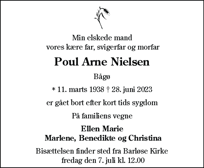 Dødsannonce for Poul Arne Nielsen