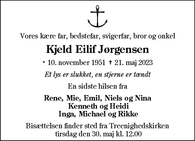 Dødsannonce for Kjeld Eilif Jørgensen