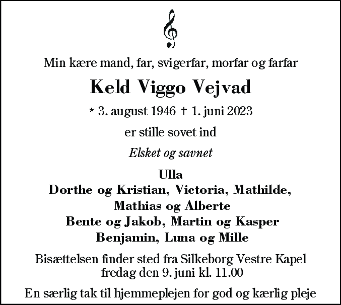 Dødsannonce for Keld Viggo Vejvad