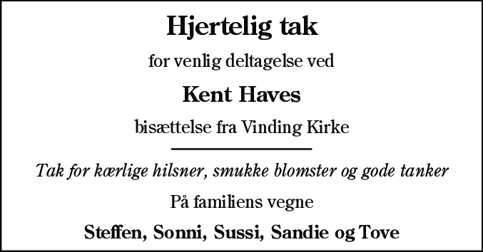 Dødsannonce for Kent Have
