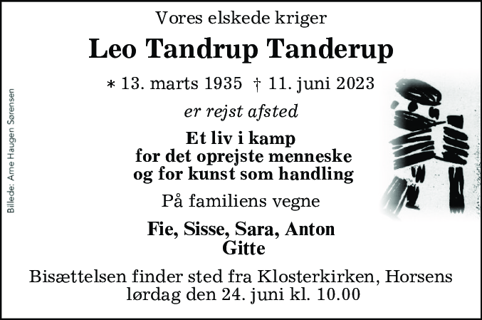 Dødsannonce for Leo Tandrup Tanderup
