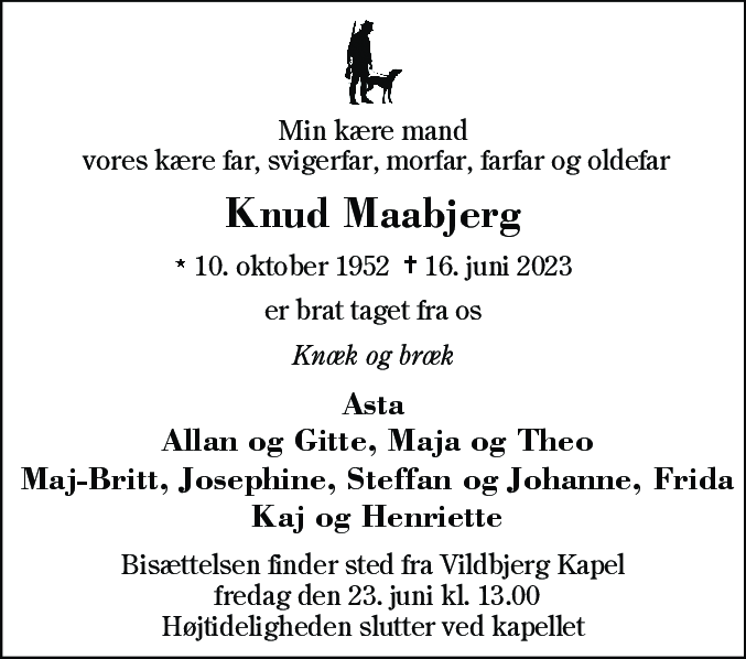 Dødsannonce for Knud Maabjerg