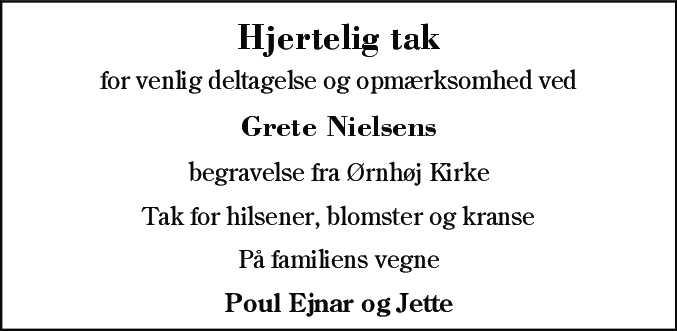 Dødsannonce for Grete Nielsen