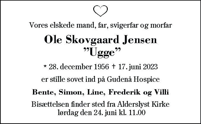 Dødsannonce for Ole Skovgaard Jensen