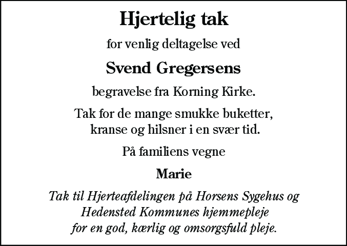 Dødsannonce for Svend Gregersen