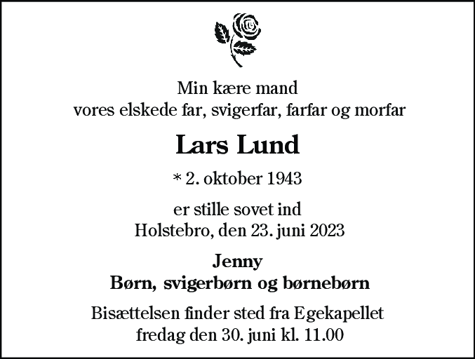 Dødsannonce for Lars Christian Lund