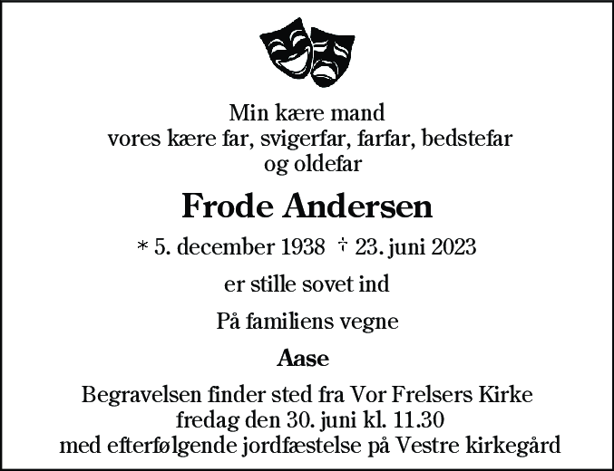 Dødsannonce for Frode Andersen