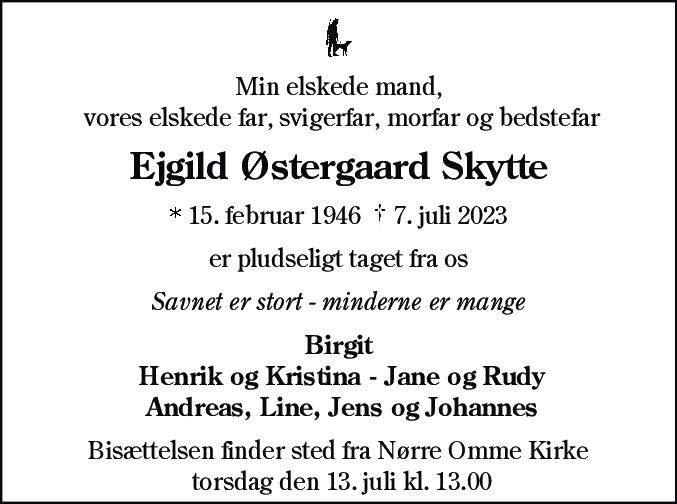 Dødsannonce for Ejgil Østergård Skytte