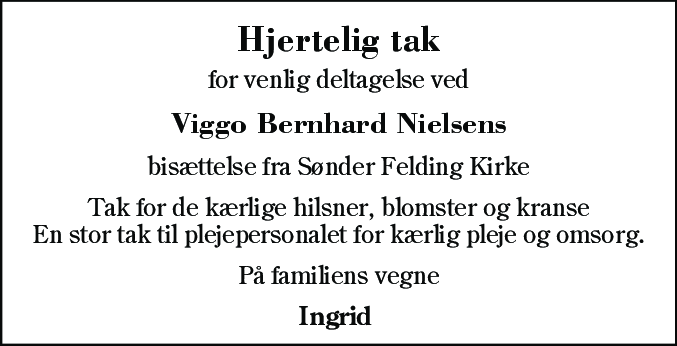 Dødsannonce for Viggo Bernhard Nielsen