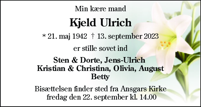 Dødsannonce for Kjeld Ulrich