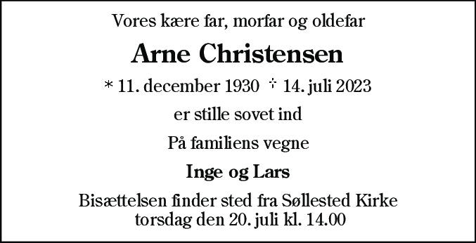 Dødsannonce for Knud Arne Christensen