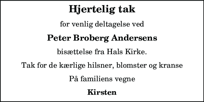 Dødsannonce for Peter Broberg Andersen