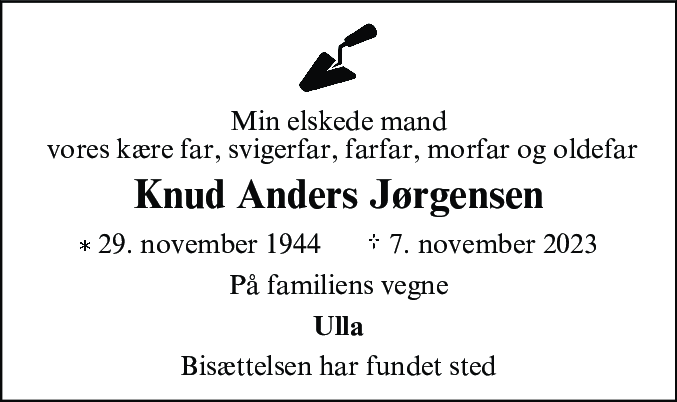 Dødsannonce for Knud Anders Jørgensen