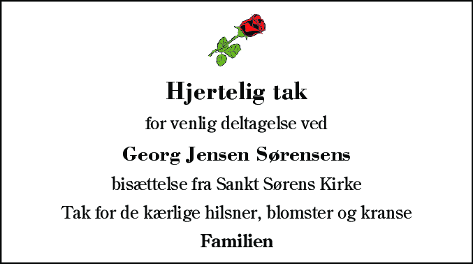 Dødsannonce for Georg Jensen Sørensen