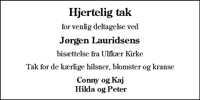Dødsannonce for Jørgen Lauridsen