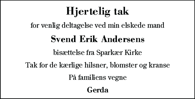 Dødsannonce for Svend Erik Andersen
