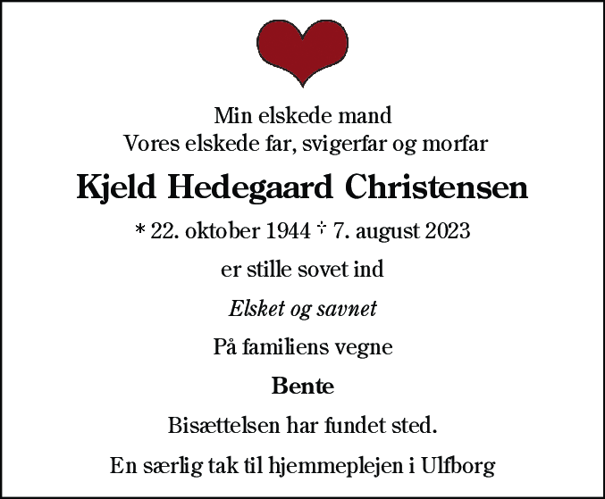 Dødsannonce for Kjeld Hedegaard Christensen
